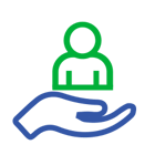 Protection symbol with a user icon and a hand Protection symbol with a user icon and a hand